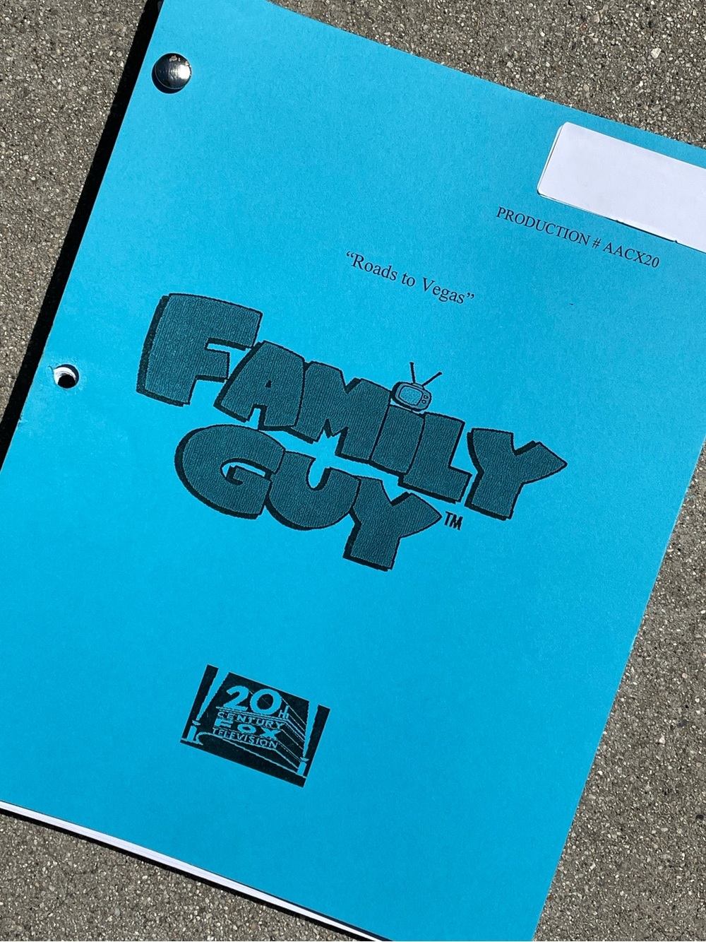 Family Guy 2012 ROAD TO VEGAS Production Used Table Draft Script 7th Road To Ep!